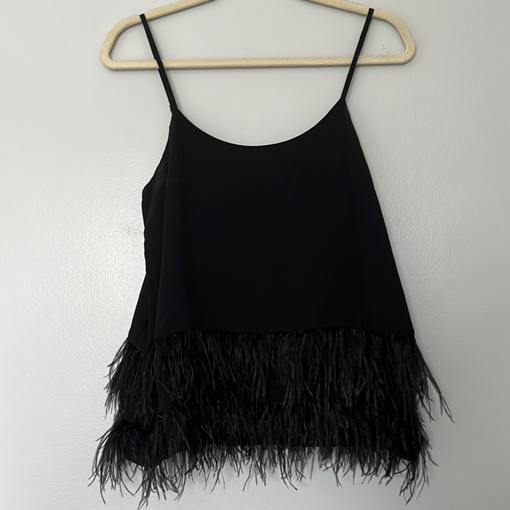Lord & Taylor’s, Design Lab, Feather trim tank, lined